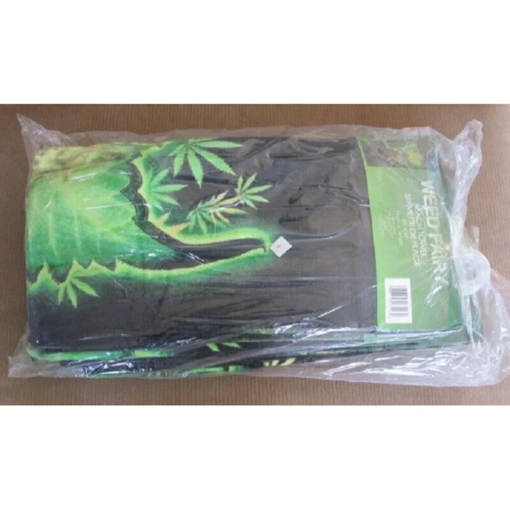 New Weed Fairy Woman Beach Bath Pool Gift Towel Pot Leaf Green Leaves Sexy Photo